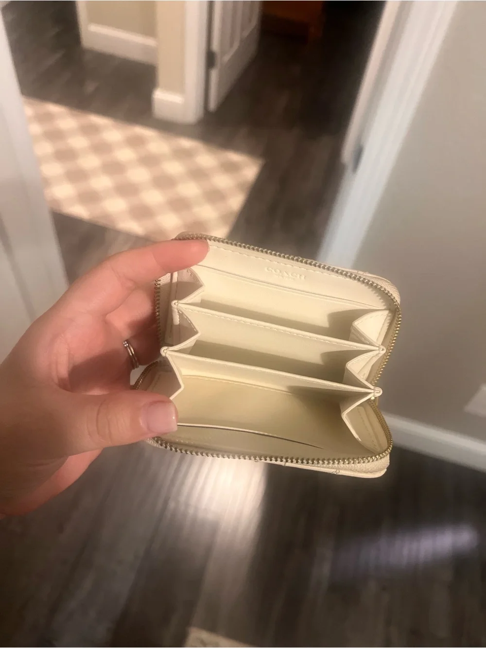 Quilted Cream Leather Coach Wallet
